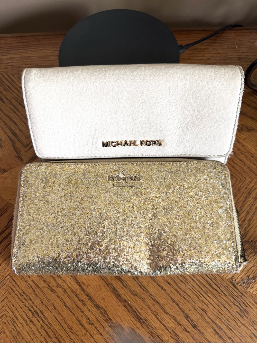 Kate Spade & Michael Kors Wallet set glitter storybook and  white leather fair